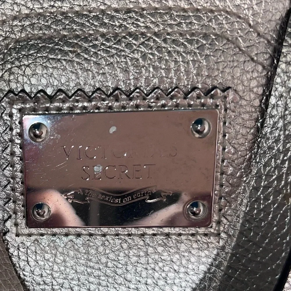Victoria’s Secret, all gold pebble finish lined satchel w/ gold top zip closure‎